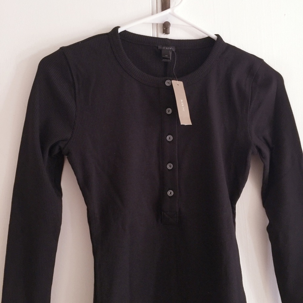Last One! NWT J.Crew Henley black basic bodysuit - Picture 3 of 6